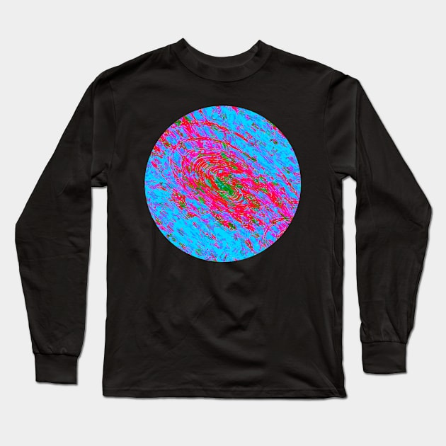 Abstract Fractal Wave Spiral Galaxy Rose Red Purple Blue marbled Pattern Swirl Natural Flow Long Sleeve T-Shirt by Aryxaba